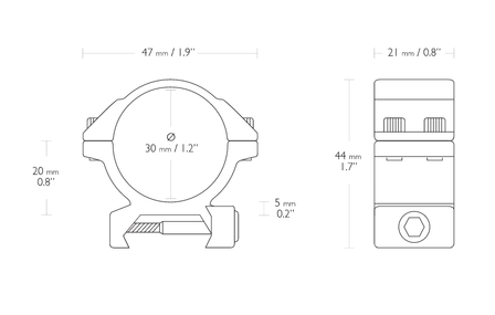 HAWKE MATCH MOUNT 30mm 2 PIECE WEAVER LOW