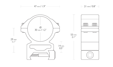 HAWKE MATCH MOUNT 30mm 2 PIECE WEAVER HIGH