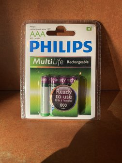 Philips Oplaadbare R03 batterijen AAA 800mAh - 1.2V