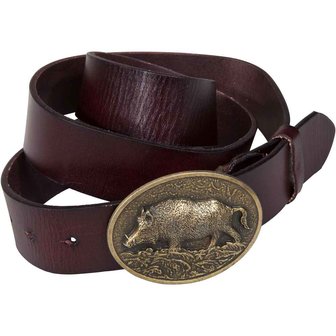 Leather Belt Wild Boar Motif 110 cm and 120 cm