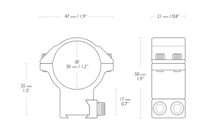 HAWKE MATCH MOUNT 30mm 2 PIECE 9-11MM