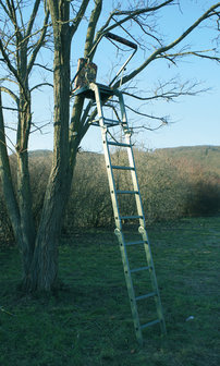 Opvouwbare aluminium aanzit ladder + Achter poten voor vrijstaand (31135 + 31746)
