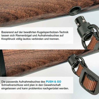 Quick-release Riembeugel / montage voor Geweerriem GTSW06 - GROVTEC