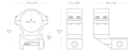 HAWKE  Richtkijker Montage Weaver High, 30 mm diameter, 25 mm Extension Ring