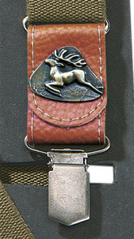 Suspenders with leather deer