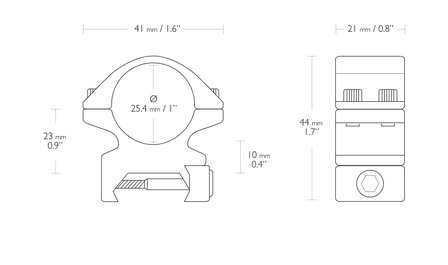 HAWKE MATCH MOUNT 1&quot; 2 PIECE WEAVER MEDIUM 25,4 mm