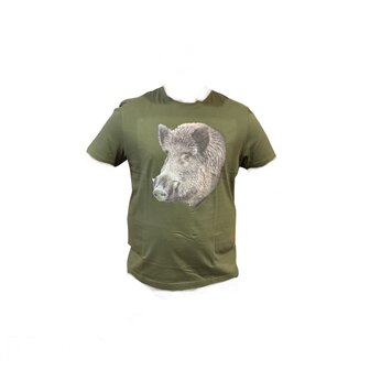 Wild Boar T-Shirt Green - Logo 3 with color