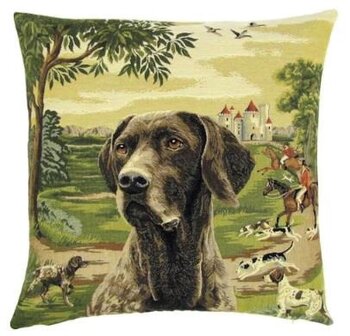 Gobelin Geweven Kussen 45x45 cm Zwarte Labrador