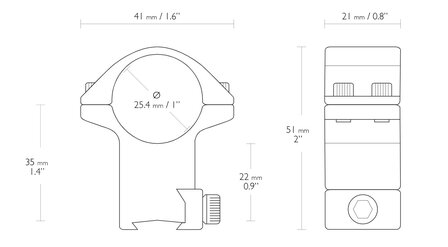 HAWKE MATCH MOUNT 1&quot; 25,4mm HIGH 2 PIECE 9-11MM 