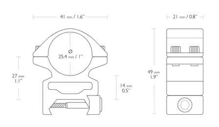 HAWKE MATCH MOUNT 1&quot; 2 PIECE WEAVER HIGH 25,4 mm