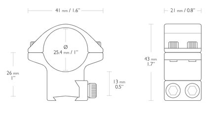 HAWKE MATCH MOUNT 1&quot; 25,4mm MEDIUM 2 PIECE 9-11MM 