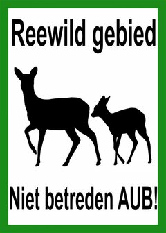 Signaalbord aluminium &quot;Reewild gebied Niet betreden AUB&quot;