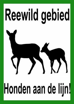 Signaalbord aluminium &quot;Reewild gebied honden aan de lijn&quot;