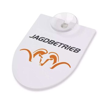 Blaser Car window plate &quot;Jagdbetrieb&quot; White/Orange