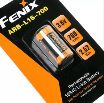 Fenix ARB-L16-700 Oplaadbare Li-Ion 16340 / RCR123A / CR123A Batterij 700mAh 3.6V
