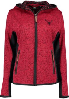 OS-Trachten Dames gebreid fleece jas met capuchon rood