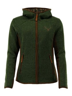 OS-Trachten Dames gebreid fleece jas met capuchon groen