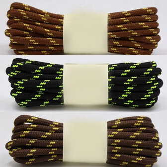 Veters 160 cm - Red Brown Yellow / Black Fluorescent Green / Coffee Yellow