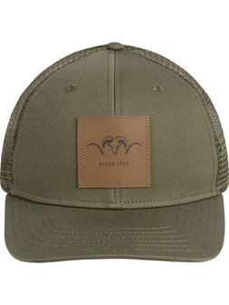 Blaser Leather Badge Cap Dark Oliv