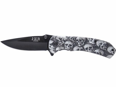 JKR Pocket knife with black-gray skulls 0432