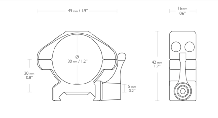 HAWKE PRECISION STEEL RING MOUNTS 30MM 2 PIECE WEAVER LOW - LEVER