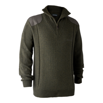 Deerhunter Sheffield Knit Trui met zip-neck Green Melange