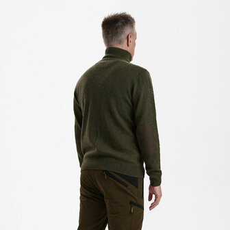 Deerhunter Sheffield Knit Trui met zip-neck Green Melange