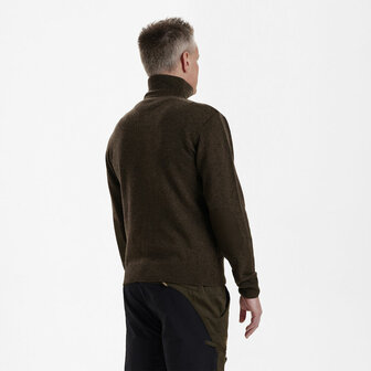 Deerhunter Sheffield Knit Trui met zip-neck Dark Elm