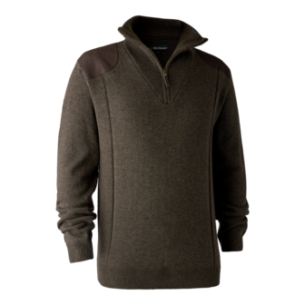 Deerhunter Sheffield Knit Trui met zip-neck Dark Elm