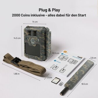 ICU CLOM CAM 6 - 4G / LTE CLOM Camera + 2000 Coins, 16GB SD card &amp; GPS-Tracker - ICUCAM