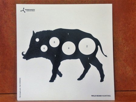 Schietkaart Paper Target  Wild zwijn 14 x 14 cm