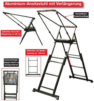 Aluminium Ansitzstuhl mit Verl&auml;ngerung