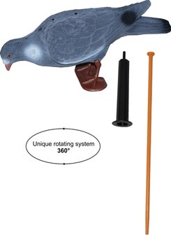 Waggle Duif geflockt XL 40cm +  360&deg; rotatie draaisysteem