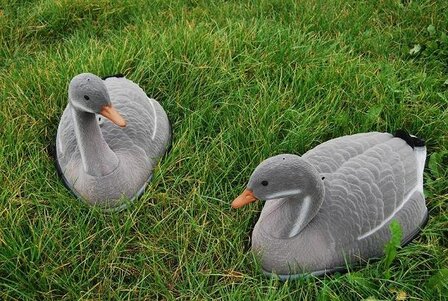 Grauwe geflockte gans stapelbare ganzen 6 stuks