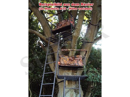 Portable 2-Man Ladder Stand &amp; Raised Hide 5,0m - A15