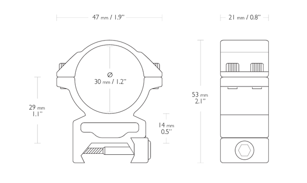 HAWKE MATCH MOUNT 30mm 2 PIECE WEAVER HIGH