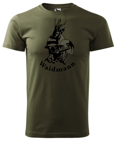 Waidmann T-Shirt Naturel Grün  - Logo mit Farbe