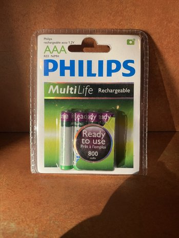 Philips Recharable R03 Accu AAA 800mAh - 1.2V