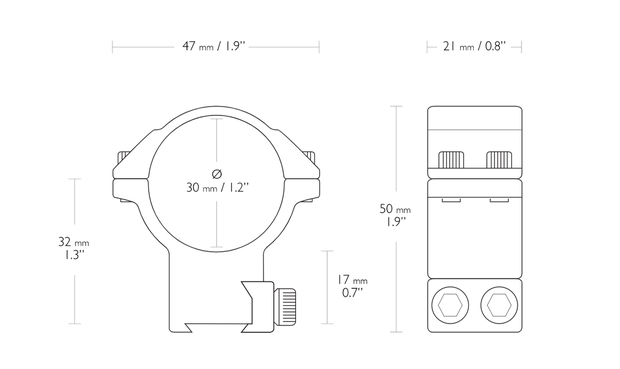 HAWKE MATCH MOUNT 30mm 2 PIECE 9-11MM