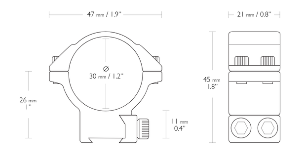 HAWKE MATCH MOUNT 30mm Medium 2 PIECE 9-11MM