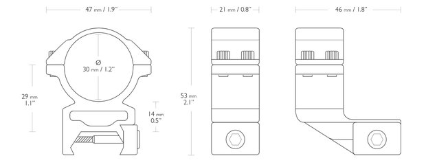 HAWKE  Richtkijker Montage Weaver High, 30 mm diameter, 25 mm Extension Ring