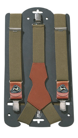 Suspenders with leather deer