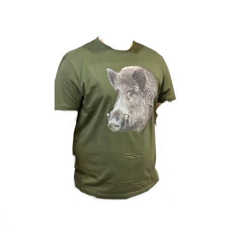 Wild Zwijn T-Shirt Groen - Logo 3 met kleur