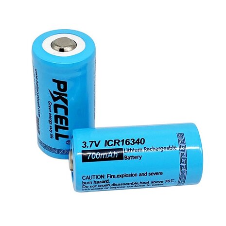 Oplaadbare Batterij ICR16340 (CR123A) 700mAh 3.7V - PKCELL TARGET SPORTS