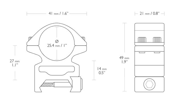 HAWKE MATCH MOUNT 1" 2 PIECE WEAVER HIGH 25,4 mm