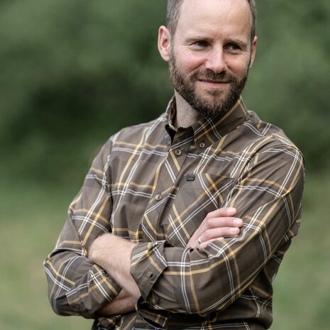 Blaser Stretchhemd Harald / braun kariert