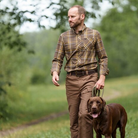 Blaser Stretchhemd Harald / braun kariert