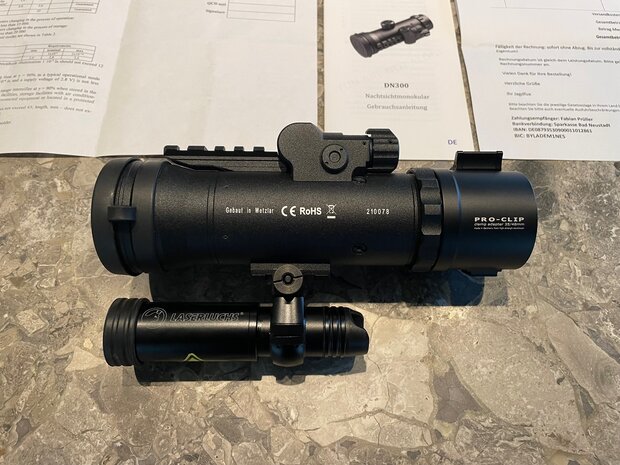 Nachtzicht voorzetkijker Dipol DN 300 B W Forward Gen3 + Laserluchs LA850 Pro ll