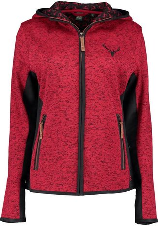 OS-Trachten Women's knitted fleece jackets with hood red ​