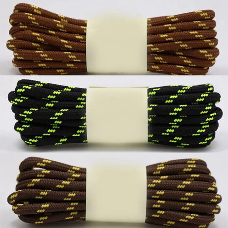 Veters 160 cm - Red Brown Yellow / Black Fluorescent Green / Coffee Yellow